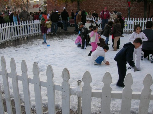 Yes, the city brought in snow for the festivities.