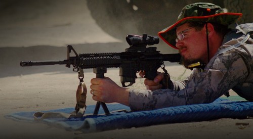 Barry taking advantage of the bipod, notice the shell ejecting across his beard.