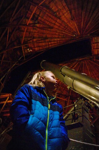 Heather with the Clark Telescope behind her.